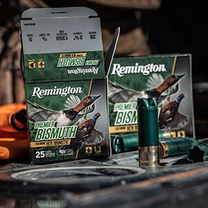 Premier Bismuth packaging and shotshells on a table