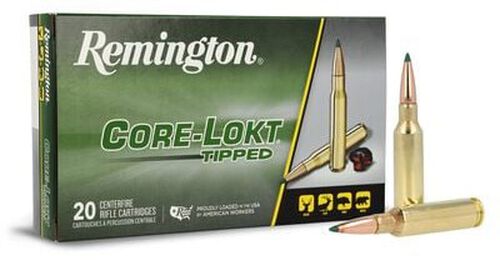 Remington Core-Lokt Tipped packaging and cartridges