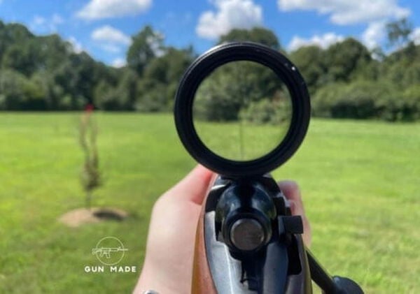 looking through the scope of a rifle