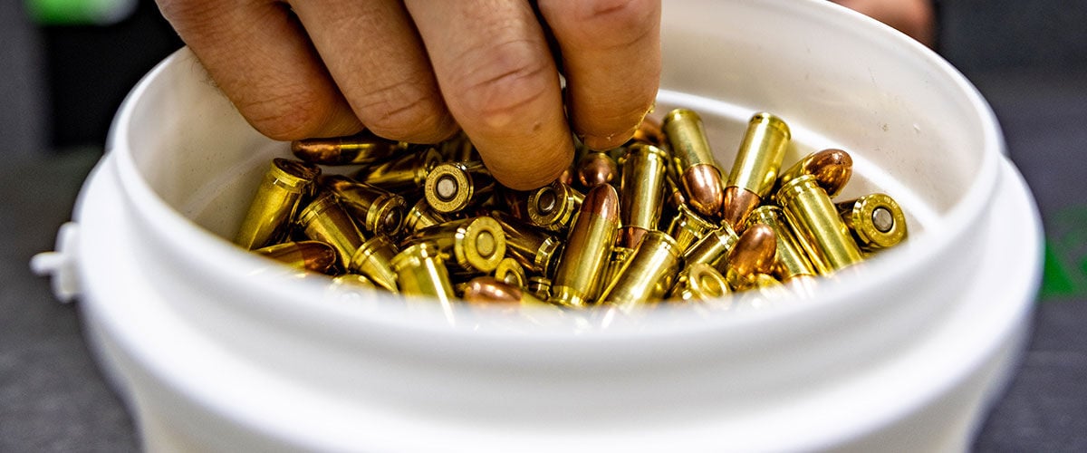 bucket of remington cartridges