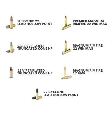 subsonic 22 lead hollow point, premier magnum rimfire 22 win mag, cbee 22 plated truncated cone hp, magnum rimfire 22 win mag, 22 viper plated truncated cone hp, magnum rimfire 17 hmr, 22 cyclone lead hollow point cartridges