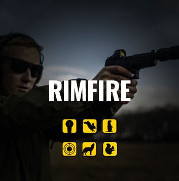 shooting aiming rimfire handgun with usage icons