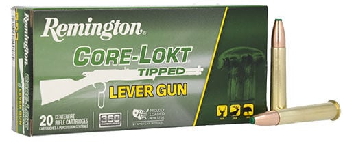 Core-Lokt Tipped Lever Gun box and cartridge