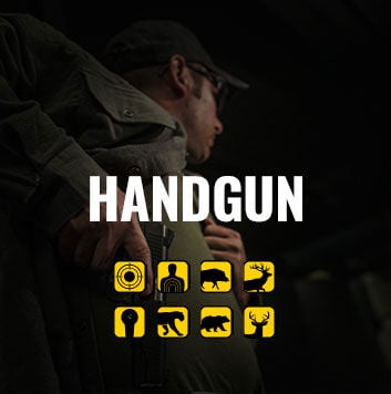 person pulling handgun from side holster with usage icons
