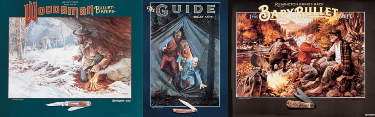three old Remington cutlery posters