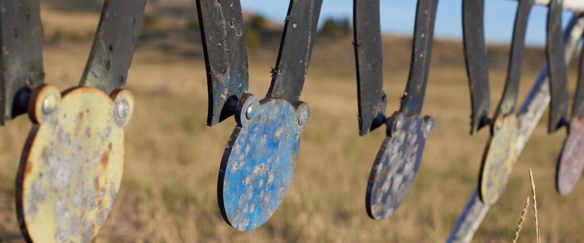 multiple metal targets hanging outside