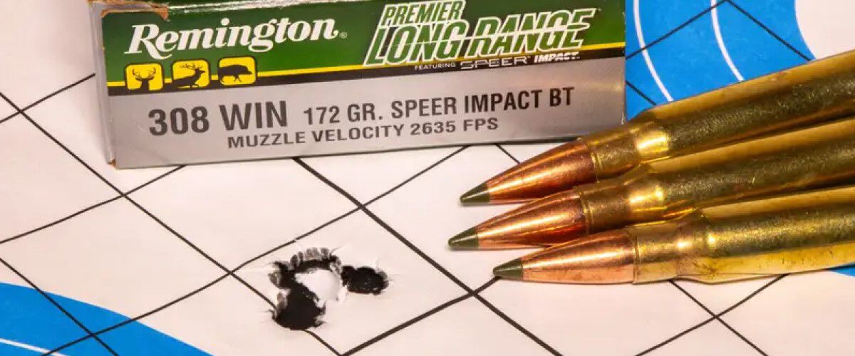 Target shot with Premier Long Range with a Premier Long Range box and cartridges