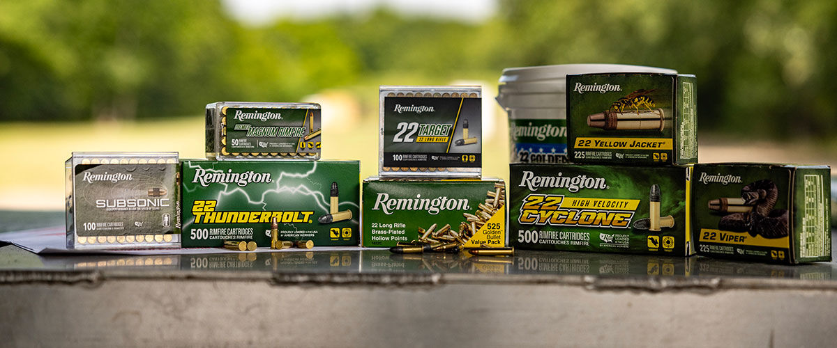 Line-up of Remington rimfire products
