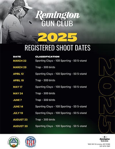 Remington Gun Club 2025 Registered Shoot Dates