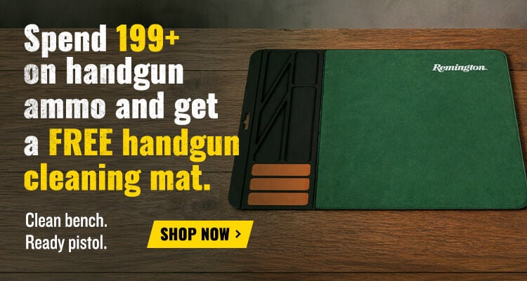 Spend $199+ on Handgun ammo, get a Handgun cleaning mat Free; Clean bench. Ready pistol.; Shop Now