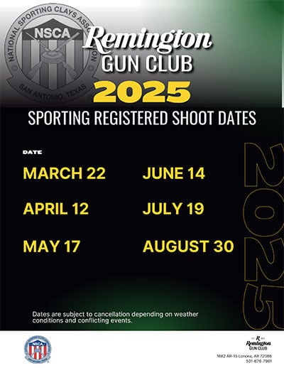 Remington Gun Club 2025 Sporting Registered Shoot Dates