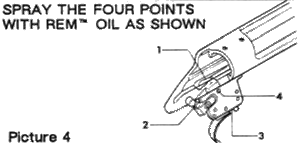 drawning of where to spray the four points of the trigger assembly