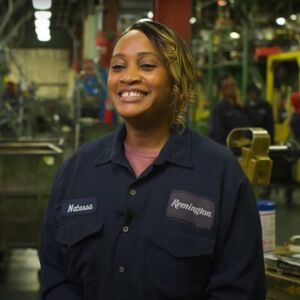 natessa Standing inside the Remington Factory