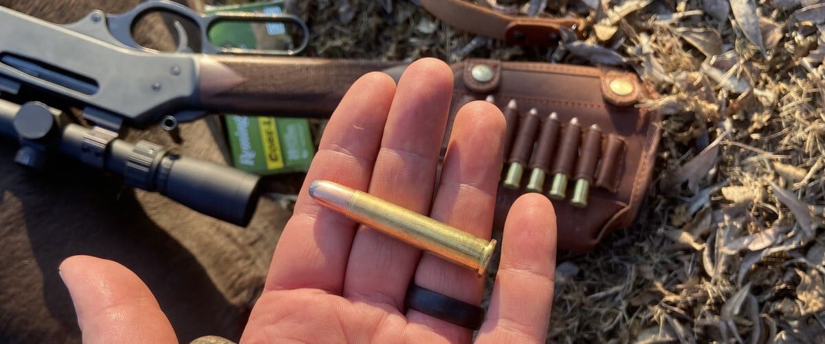 Core-Lokt 360 Buckhammer cartridge being help in a person's hand