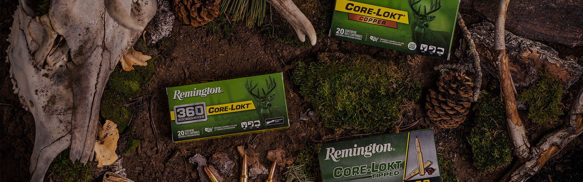 Core-Lokt Ammunition packaing displayed