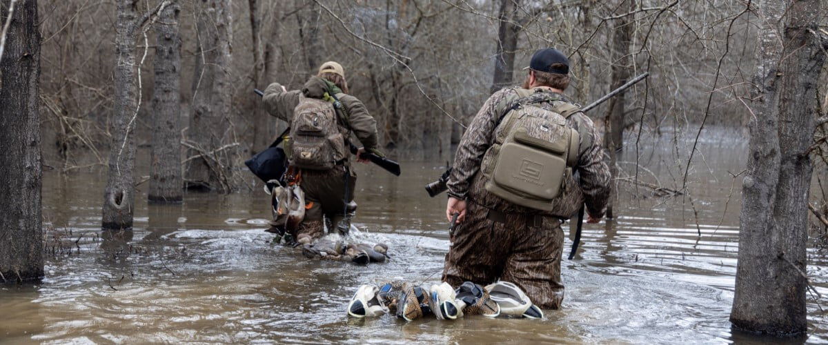 Hunters in flooded timber