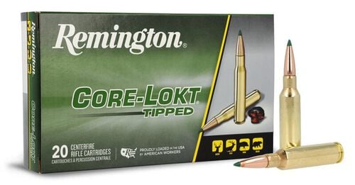 Remington Core-Lokt Tipped packaging and cartridges