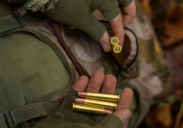 hunter holding 360 Buckhammer cartridges in their hand