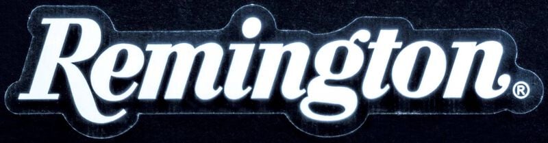 Remington Logo Sticker, 1.5 inch x 6 inch, White