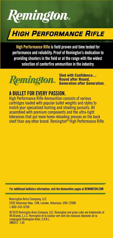 High Performance Rifle, 222 Rem, 50 Grain, Pointed Soft Point, 3140 fps