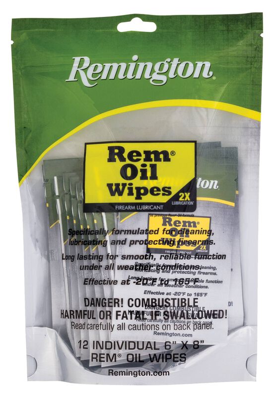 Rem Oil Wipes, All Firearm Types, 12 Count, Wipes
