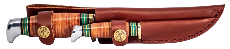 Remington Stacked Leather Piggy Back, Fixed Blade