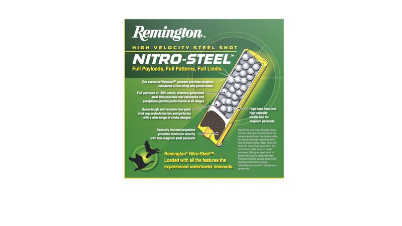 Nitro-Steel, 12 Gauge, 2 Shot, 2-3/4 in, 1 1/4 oz, 1275 fps