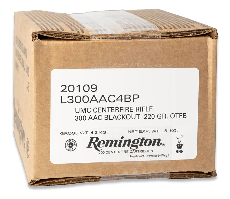 UMC Centerfire Rifle, 300 Blackout, 220 Grain, Open Tip Flat Base, 940 fps