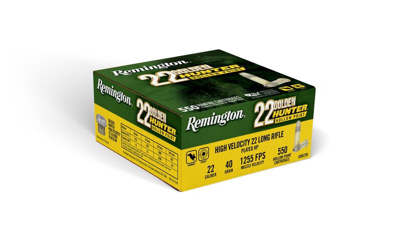 Golden Hunter, 22 LR, 40 Grain, Plated Hollow Point, 1255 fps