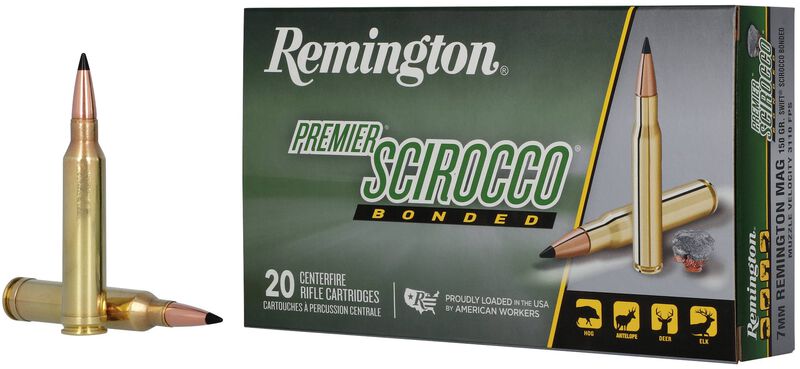 Premier Scirocco, 7mm Rem Mag, 150 Grain, Swift Scirocco Bonded, 3110 fps