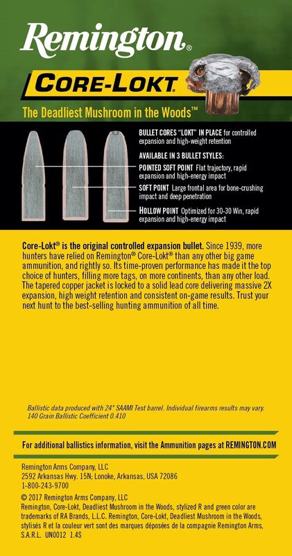 Core-Lokt, 308 Win, 150 Grain, Pointed Soft Point Core Lokt, 2820 fps