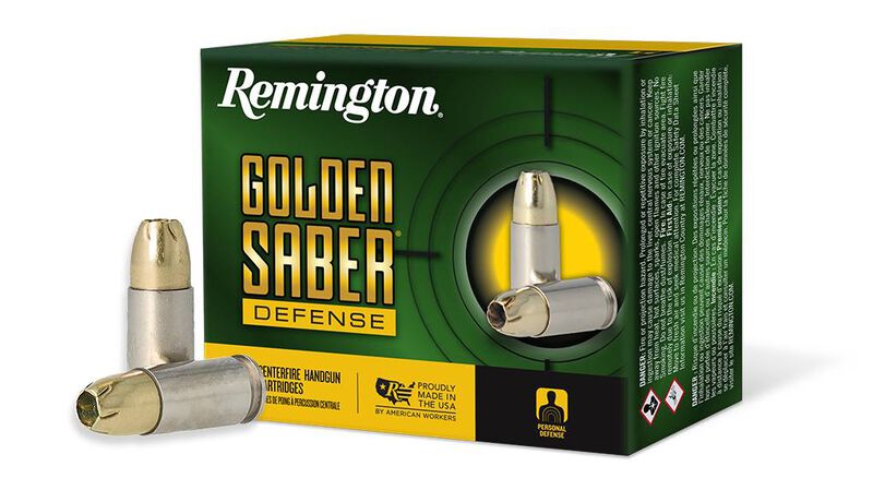 Golden Saber Defense, 9mm Luger +P, 124 Grain, Brass Jacketed Hollow Point, 1180 fps