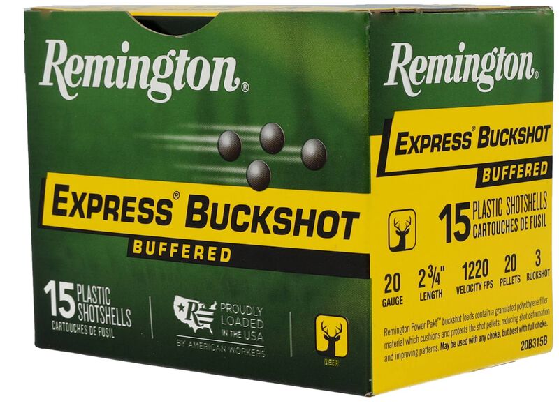 Express Buckshot, 20 Gauge, 3 Buck Shot, 2-3/4 in, 1220 fps