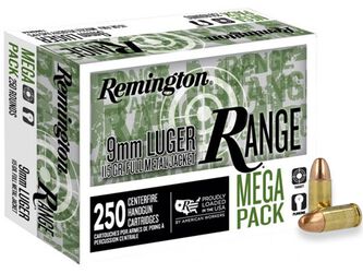 Remington Range, 9mm Luger, 115 Grain, Full Metal Jacket, 1145 fps