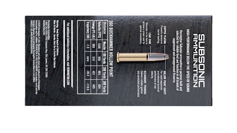 Subsonic Rifle, 360 Buckhammer, 250 Grain, Bonded Hollow Point, 1030 fps