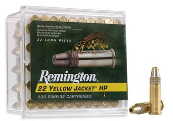 22 Yellow Jacket®, 22 LR, 33 Grain, Plated Truncated Cone Hollow Point, 1500 fps
