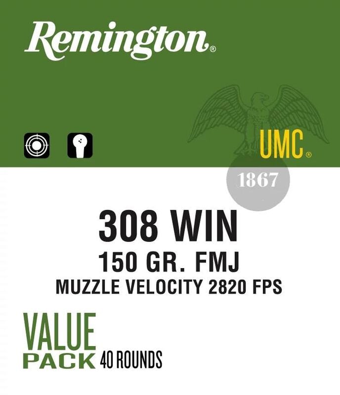 UMC Centerfire Rifle, 308 Win, 150 Grain, Full Metal Jacket, 2820 fps