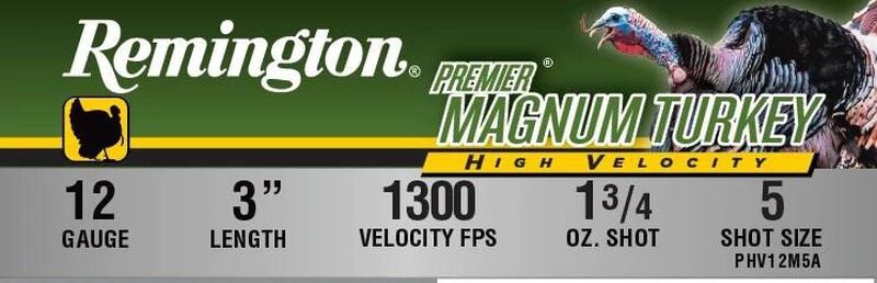 Premier Magnum Turkey High Velocity, 12 Gauge, 5 Shot, 3 in, 1 3/4 oz, 1300 fps