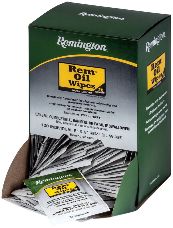 Rem Oil Wipes Counter Box, All Firearm Types, 100 Count, Wipes