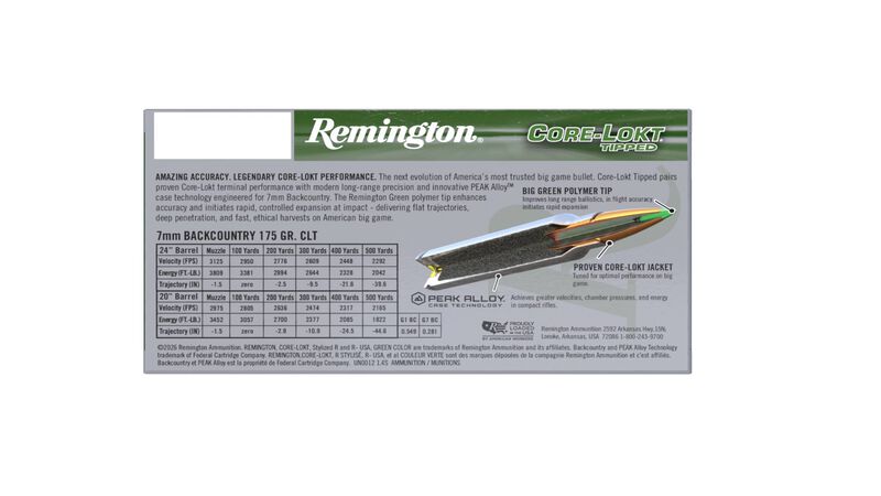 Core-Lokt Tipped, 7mm Backcountry, 175 Grain, Core-Lokt Tipped, 3125 fps