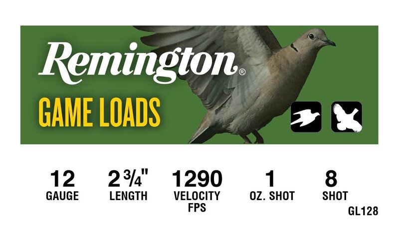 Game Load, 12 Gauge, 8 Shot, 2-3/4 in, 1 oz, 1290 fps