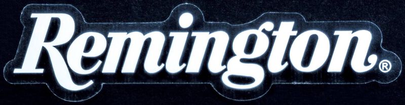 Remington Logo Sticker, 1.5 inch x 6 inch, White