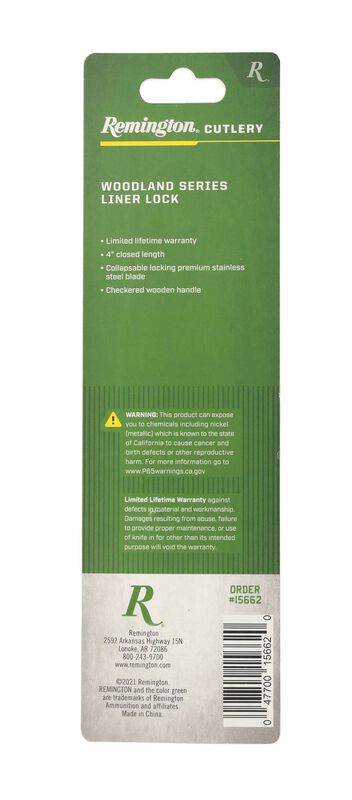 Remington Woodland Liner Lock, 4 inch closed length
