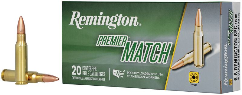 Premier Match, 6.8 Rem SPC, 115 Grain, MatchKing Open Tip Match, 2625 fps