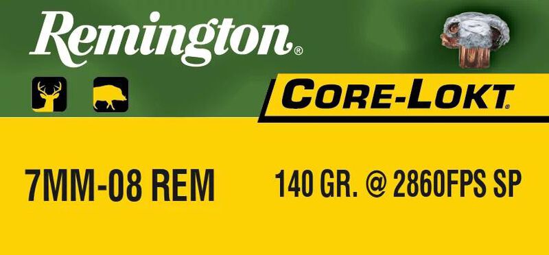 Core-Lokt, 7mm-08 Rem, 140 Grain, Pointed Soft Point Core Lokt, 2860 fps