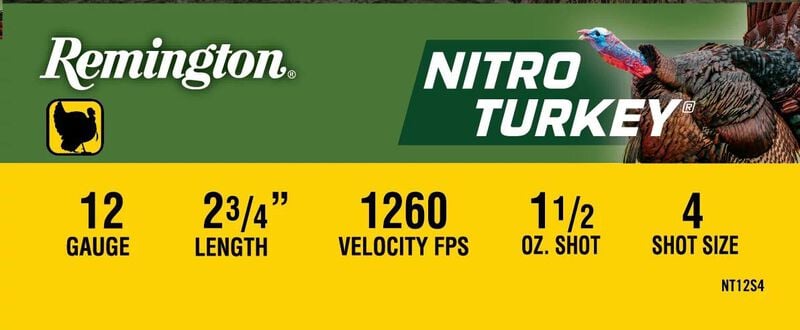 Nitro Turkey, 12 Gauge, 4 Shot, 2-3/4 in, 1 1/2 oz, 1260 fps