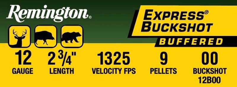 Express Buckshot, 12 Gauge, 00 Buck Shot, 2-3/4 in, 1325 fps