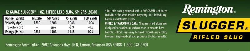 Slugger Rifled Slug, 12 Gauge, 438 Grain, 2-3/4 in, 1560 fps