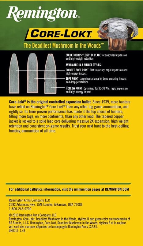 Core-Lokt, 300 Win Mag, 180 Grain, Pointed Soft Point Core Lokt, 2960 fps