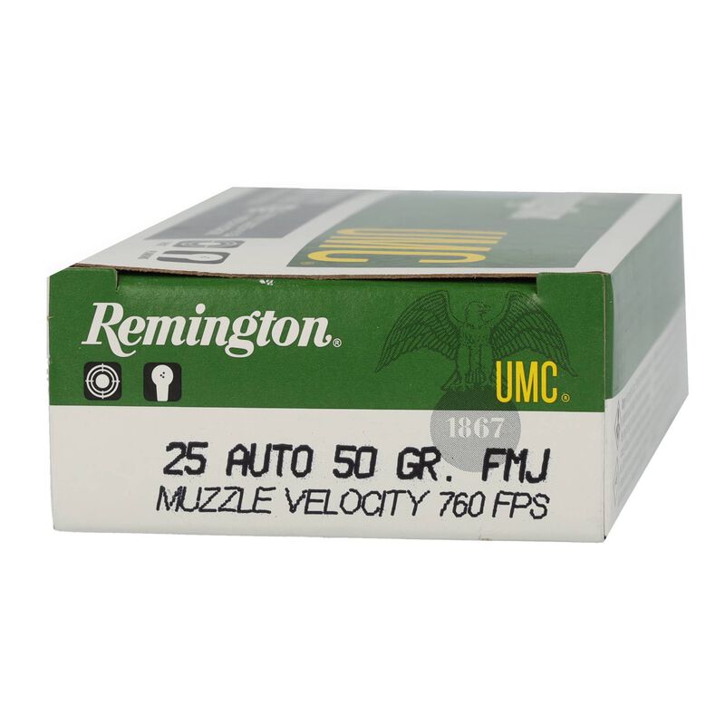 UMC Handgun, 25 Auto, 50 Grain, Full Metal Jacket, 760 fps